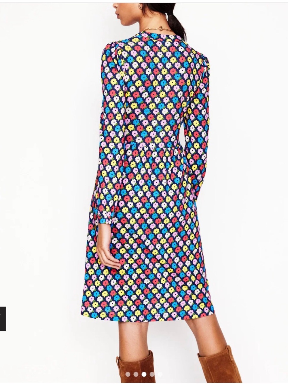 Boden Naomi Relaxed Jersey Dress Multi Pop Daisy Floral Pockets Career Sz 6 - Picture 3 of 15